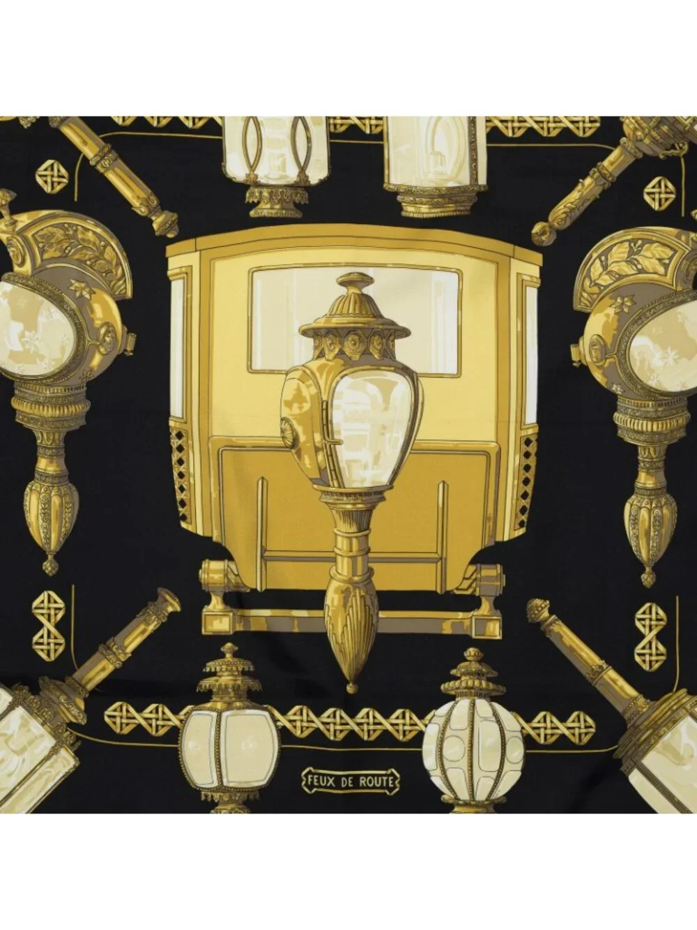 Hermes Scarf Black Gold Silk